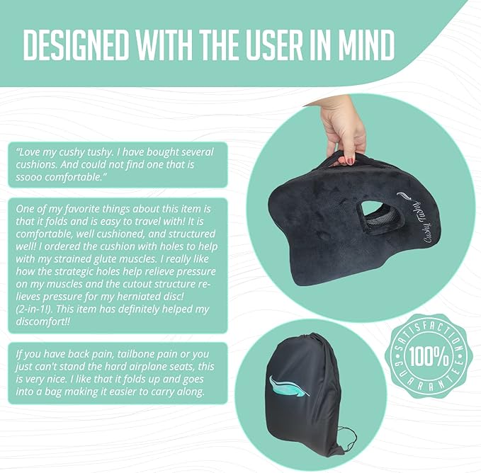 Premium Foldable Piriformis Cushion - Piriformis Pain and Sciatic Pain Relief Cushion - for Home & Office Use, Perfect for Travel or Driving - Piriformis Cushion