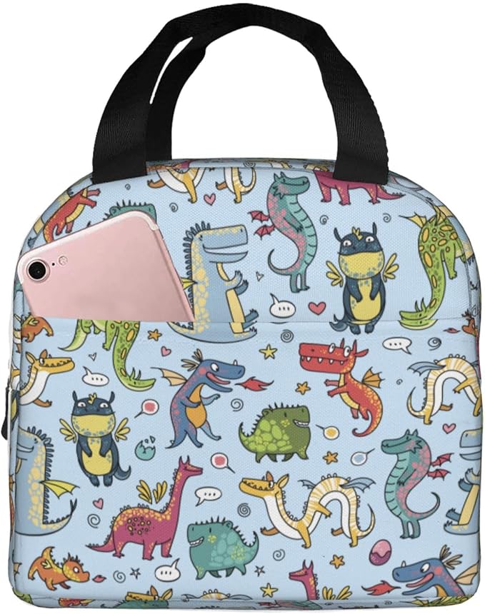 Cute Dragon Lunch Box Animal Lunch Bag Insulated Reusable Lunch Tote Bag Cooler Tote Bag for Men Women