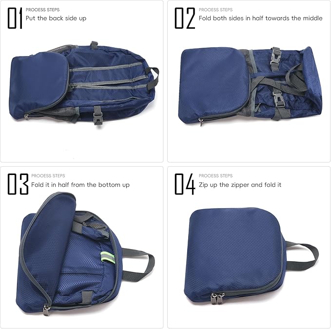 Yaopeing Lightweight Backpack,25L Foldable Hiking Packable,Water Resistant Travel Outdoor Shoulder Bag for Woman Men,Blue