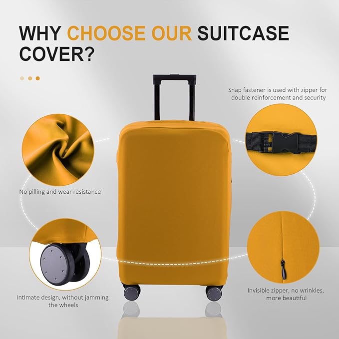 Travel Luggage Cover Suitcase Protector Scratch-Resistant Fit 19-31 Inch Suitcase, Not Included Suitcase (Yellow, 2XL(30-31 inch))