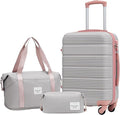LONG VACATION 3 Piece Carry On Luggage 20 Inch Suitcase with Spinner Wheels, ABS+PC Hardshell Suitcase set with TSA Lock & YKK Zipper