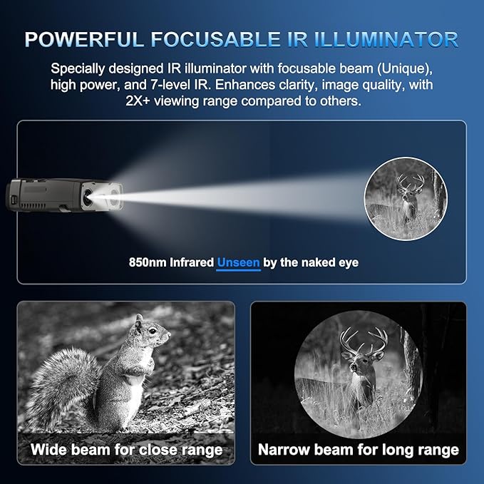 Night Vision Goggles, True 4K Night Vision Binoculars, Built-in Powerful Focusable IR, 6000mAh Rechargeable Battery, Super Large Display, Long Viewing Range, Free 64GB Card (Silver 4k Pro)