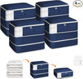 4 Pack Compression Storage Bags - 110L Large Capacity Comforter Storage Bag, 3-Layer Washable Ultra Space Saving Self Compression Organizer Space Bags for Blanket, Sweater, Sheet, Navy Blue