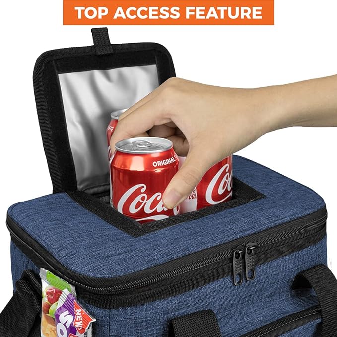 OPUX Soft Cooler Bag, Insulated Collapsible Lunch Cooler Bag for Men Work Camping Beach Travel, Portable Soft Sided Leakproof Waterproof Large Lunch Bag Box with Shoulder Strap 18 Cans, Heather Navy