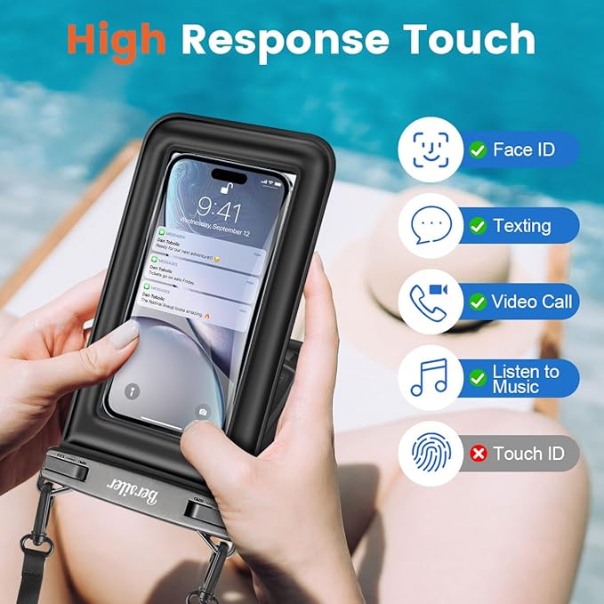 Floating Waterproof Phone Pouch - 2 Pack IPX8 Waterproof Phone Bag with Double Space, Waterproof Phone Case with Lanyard for iPhone 16 15 14 13 Pro Max Galaxy S24+ S23, Beach Cruise Ship Essentials