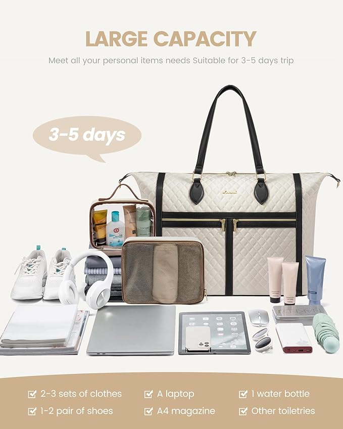 LOVEVOOK Travel Weekender 4-in-1 Duffle With Shoes Compartment, Carry On Overnight Bag, Toiletry Pouch & Wet Pocket, Large Tote for Women Labor Delivery Hospital