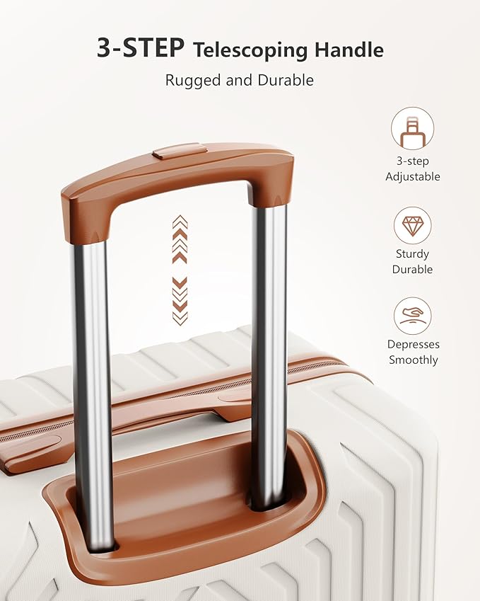 Luggage Sets 3 Piece Hardside Suitcase with Double Spinner Wheels Durable Lightweight Shell with Tsa Lock (20/24/28in) Orange With Black