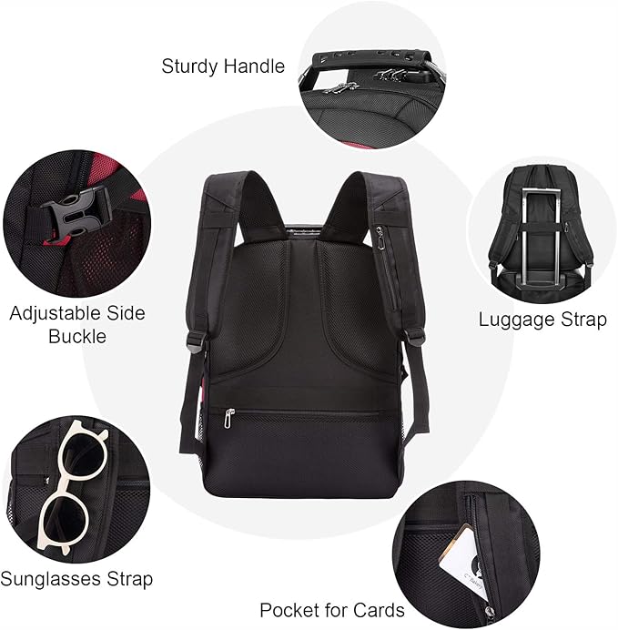 LOVEVOOK Travel Laptop Backpack Waterproof Anti Theft Backpack with Lock and USB Charging Port Large 17-17.3 Inch Computer Business Backpack for Women Men Red