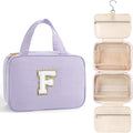 TOPEAST Gifts for Friends - Friendship Gifts for Women, Travel Toiletry Bag for Women, Hanging Toiletry Bag, Monogrammed Initial Tolietry Pouch Makeup Bag - Letter F, Purple