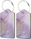 Light Purple Marble Luggage Tag Personalized Luggage Tags for Suitcases,Leather Bag Tags for Backpacks Handbag with Name ID Label Travel Essentials Baggage Tags 2 Pack