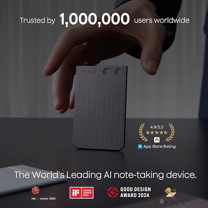 AI Voice Recorder, Note Voice Recorder w/Case, App Control, Transcribe & Summarize with AI Technology, Support 112 Languages, 64GB Memory, Audio Recorder for Lecture, Meeting, Call, Interview