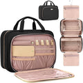 8L Travel Toiletry Bag with Jewelry Organizer for Women - 2.1 GAL Water-resistant Makeup Cosmetic Bag With Hanging Hook for Accessories Shampoo Full-size Container, Black
