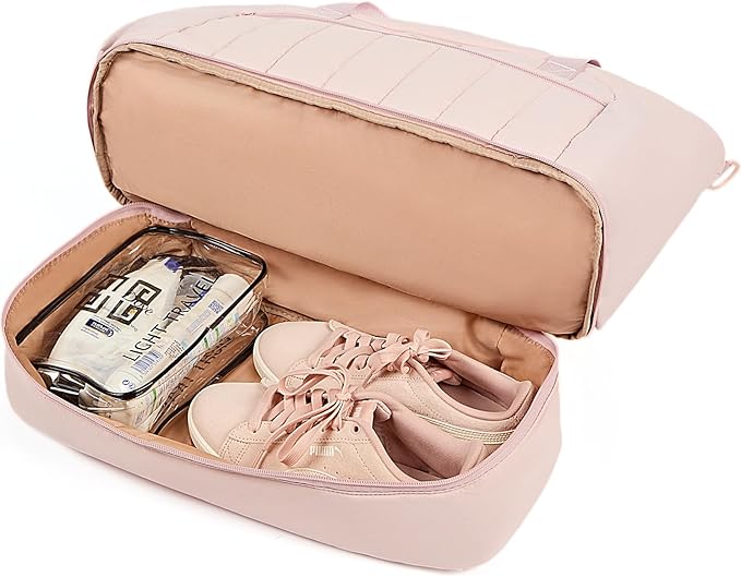 NISHEL Women's 2-in-1 Weekender Duffle Bag, Large Capacity Duffle Bag with Multi-Pocket, Overnight Tote for Travel, Carry On Personal Item, Pink