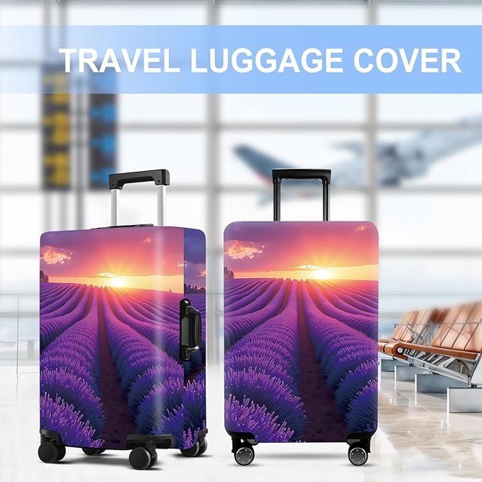 Luggage Cover Washable Suitcase Protector Anti-Scratch,Stretchable Fit for 20-34Inch Luggage Durable Travel Bag Cover with Zipper Closure (Lavender, S(fits 20-22inch suitcase))