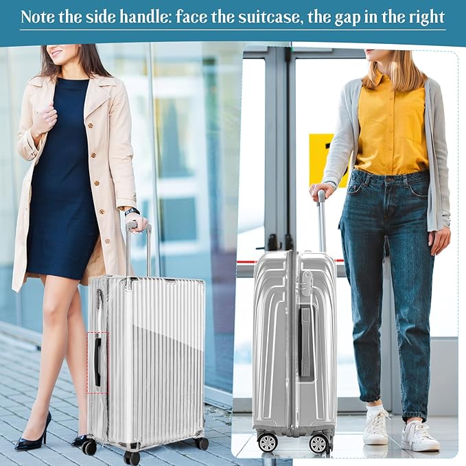 Yotako Upgraded Zippered Clear PVC Suitcase Cover, 20 Inch Luggage Covers for Suitcase Luggage Protector Suitcase Cover 20''
