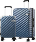 LUGGEX Luggage with Spinner Wheels, Polycarbonate Expandable Hard Shell Suitcase, 2 Piece Set, Blue