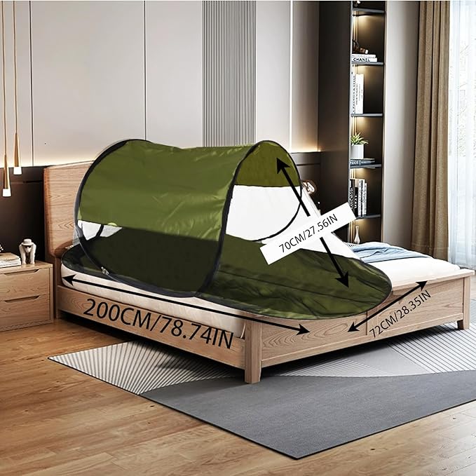 CMINGJ Large Pop Up Mosquito Tent, Portable Foldable Mosquito Net with Bottom for Bed, Camping, Travel, Patio, Suitable for Outdoor Indoor (78 * 28 * 27inch) (Green Bottom & Green Top)