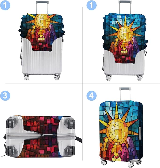 Luggage Cover Washable Suitcase Protector Anti-scratch Suitcase cover Fits 20-34 Inch Luggage (Sun, S(20-22inch suitcase))