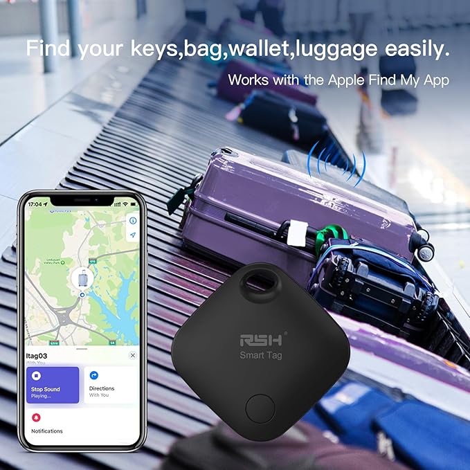 Air Tracker Tag 4 Pack Bluetooth Luggage Tracker tag Locator Works with Apple Find My,Smart Tracker for Suitcase, Bag, Backpack, Wallet,Replaceable Battery Smart tag Item Finder