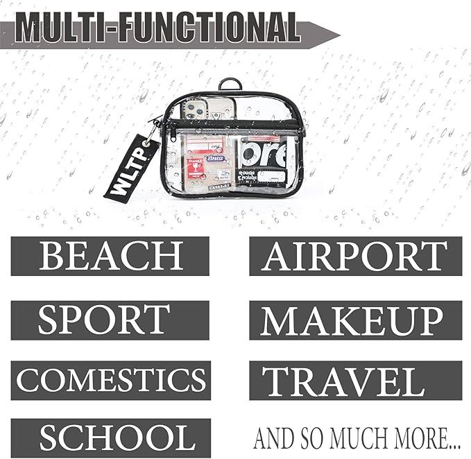 Rough Enough Clear Quart Size TSA Approved Toiletry Bag Small with Keychain for Travel Size Toiletries