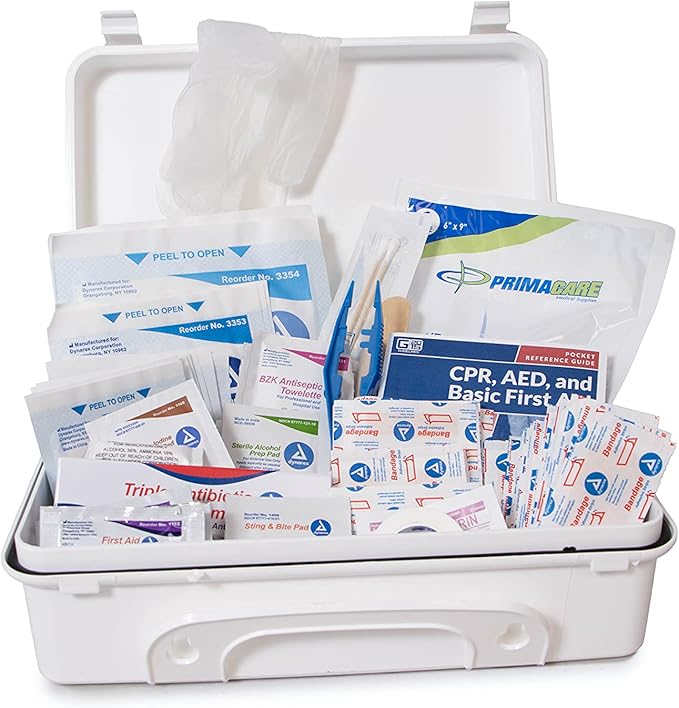 Primacare 25 Person Medium Emergency Preparedness First Aid Kit for Home, School and Office, Wall Mounted White