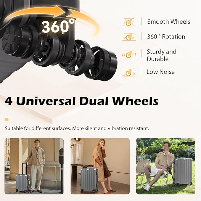 Krute Large Luggage 28 inch Zipperles Suitcase With Spinner Wheels USB Charger Hardside PC Aluminum Frame Luggages Checked Suitcases with TSA Lock (1 Piece)