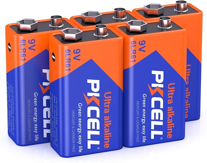 PKCELL 9V Battery Carbon Zinc for Smoke Detectors 6F22 Battery, 10-Year Shelf Life