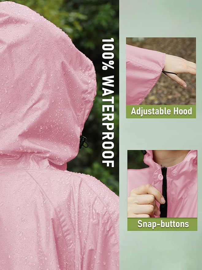SaphiRose Unisex Rain Poncho Hooded Waterproof Raincoat for Adults Women