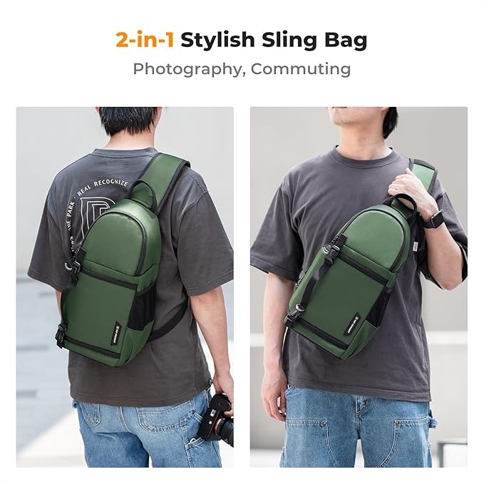 K&F CONCEPT Camera Sling Bag Crossbody Bag Camera Shoulder Backpack DSLR/SLR/Mirrorless Photography Bags Compatible with Canon/Nikon/Sony/Fuji/Gopro/DJI