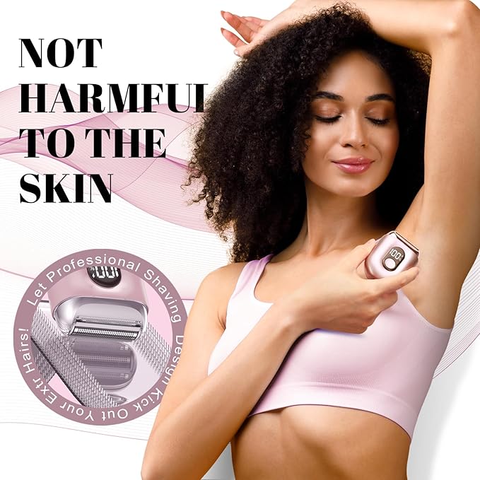 Cordless Electric Shaver for Women: Mini Electric Razors with LED Display - Rechargeable Bikini Trimmer - IPX7 Waterproof Wet Dry Face Razor for Body Pubic Leg (Pink)