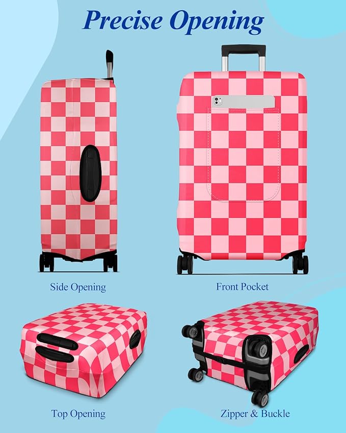 Slohif Luggage Cover for Suitcase Tsa Approved Protector - Luggage Sleeve Large Suit Case Cover Travel Stretch Baggage Case Protective Washable Fit 21-23 Inch Checkered S