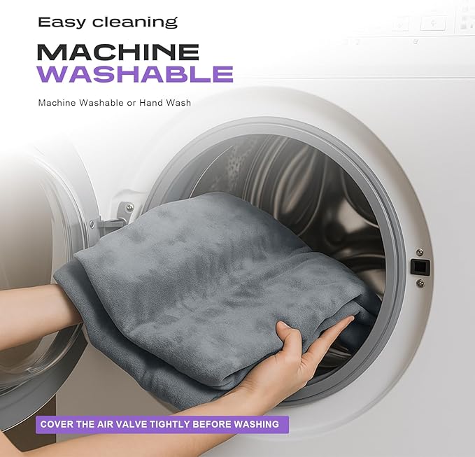 ETROL Inflatable Body Pillow for Adults, 35-inch Long Pillows for Bed, Bolster Pregnancy Pillows for Sleeping, Inflatable Travel Full Body Pillow, Hug Round Pillow for Side Sleeper, Soft Velvet, Grey