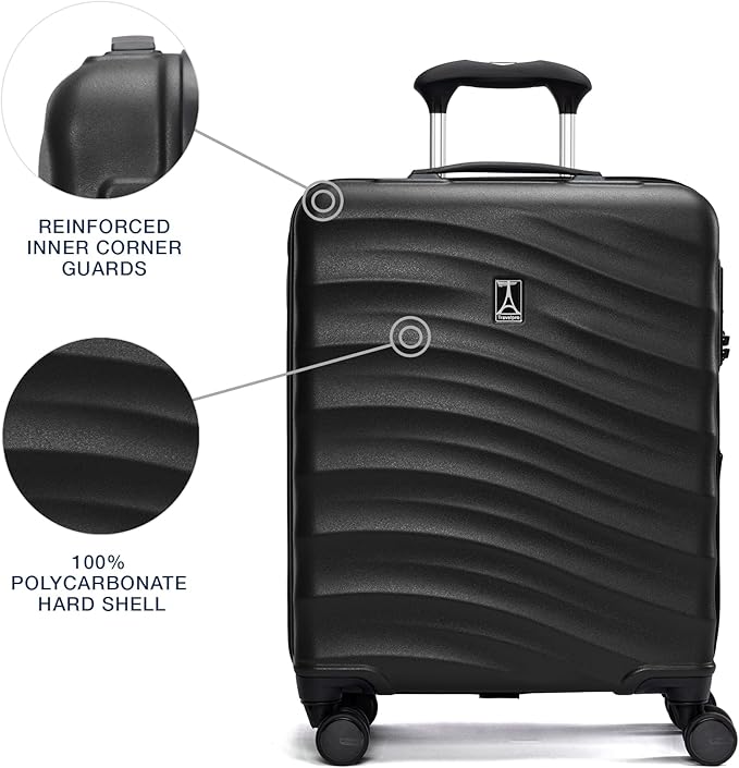 Travelpro Maxlite Air V2 Hardside Expandable Carry on Luggage, 8 Spinner Wheels, Lightweight Hard Shell Suitcase, TSA lock, Black, International Carry On 18-Inch