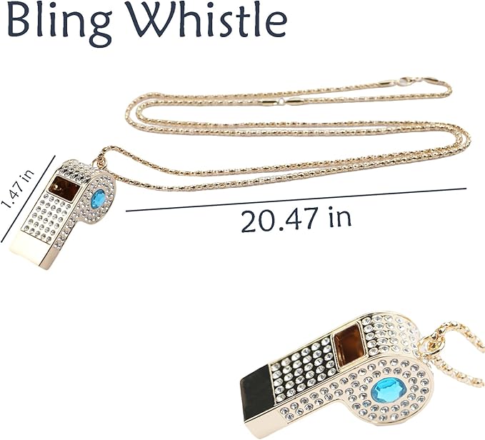 Whistle,Rhinestone Sports Whistle with Keychain for Coach/Referee/Training/Lifeguard/Teachers(Gold)