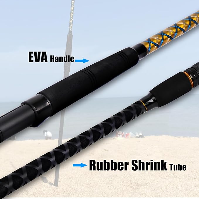 Fiblink Surf 2-Piece/3-Piece/4-Piece Fishing Rod Spinning/Casting Carbon Fiber Travel Fishing Rod (9ft/10ft/12ft)