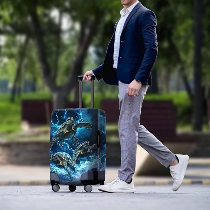 Sea Turtle Suitcase Cover Fits 30-32 Inch Luggage with Zipper Anti-Scratch Spandex Luggage Cover Washable Stretchable Travel Suitcase Covers for Luggage Universal Baggage Cover(Size XL)