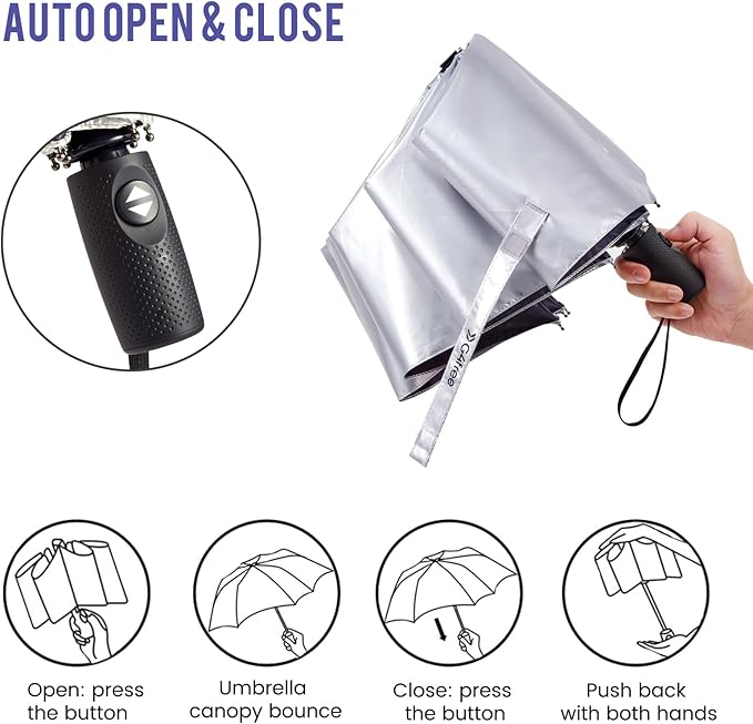 G4Free UPF 50+ UV Protection Large Travel Umbrella 42/46 Inch Auto Open Close Windproof Sun Blocking Umbrella