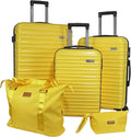 Luggage Sets 3 Piece(20/24/28)-Suitcase Set- Luggage with Wheels-PC + ABS Durable Lightweight Rotating hardshell suitcase 5PCS(Yellow)