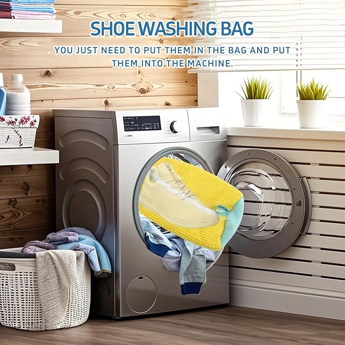 Shoe washing machine bag,Sneaker Laundry Bag for Shoes, Reusable and Durable Shoe Laundry Bag for Washer and Dryer,Suitable for cleaning shoes, gym, tennis, basketball, shoe storage (Yellow -2 pieces)