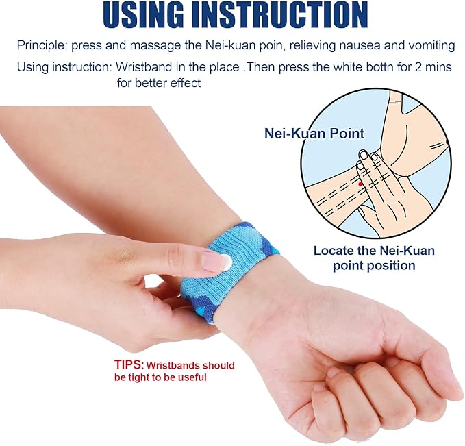 LYJEE Motion Sickness Bands for Kids, Travel Sickness Relief Wristbands, Anti-Nausea Wristbands for Car or Sea Sickness
