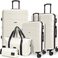Hoteel Luggage Sets 5 Piece, ABS+PC Hard Shell Expandable Suitcases with Wheels, TSA Aproved Lock and Carry on Bags, Travel Suit Case Set for Men and Women, (5-Piece, Beige)