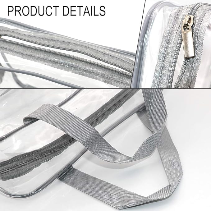 APREUTY Clear Makeup Bags, TSA Approved 6Pcs Cosmetic Makeup Bags Set Clear PVC with Zipper Handle Portable Travel Luggage Pouch Airport Airline Bags Bathroom (Gray)