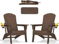 Folding Adirondack Chair with Cup Holder Set of 2, HDPE Patio Chairs,All-Weather Outdoor Chairs for Backyard, Deck,Fire Pit-Coffee