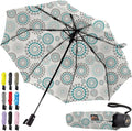 GORILLA GRIP Strong Stick Umbrella for Rain, Compact Travel One-Click Automatic Open Close, Lightweight, Portable, US Designed Reinforced Fiberglass Ribs, Wind Resistant, Easy Collapse, Spiral
