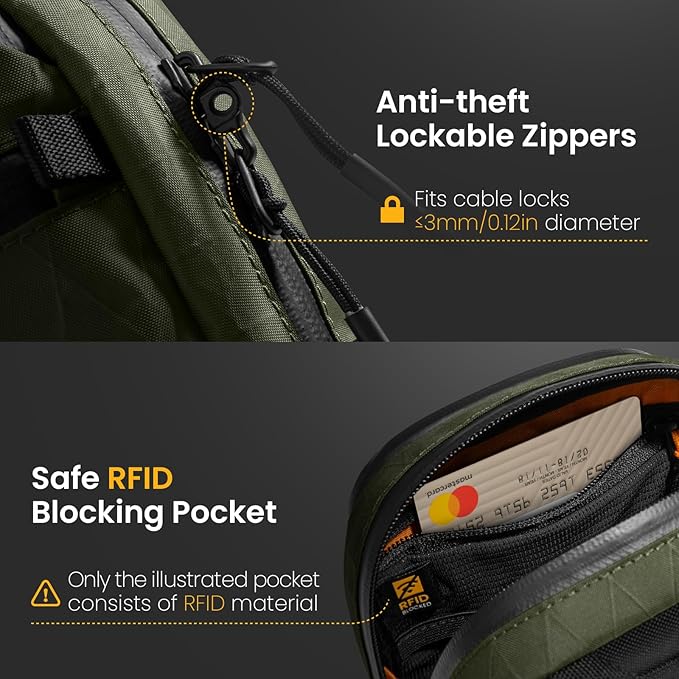 tomtoc Aviator-T37 X-Pac Travel Crossbody RFID Blocking Bag, Holds 4-6 Passports with Anti-theft Lockable Zippers, Multiple Pockets for Cards & Documents – Organizer for Daily Use