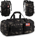 Tactical Gym Bag for Men，50L Large 3 in 1 Sports Duffle Bag with Shoes Compartment for Travel,Water Resistant Travel Backpack Weekender Overnight Bag with Wet Pocket for Women