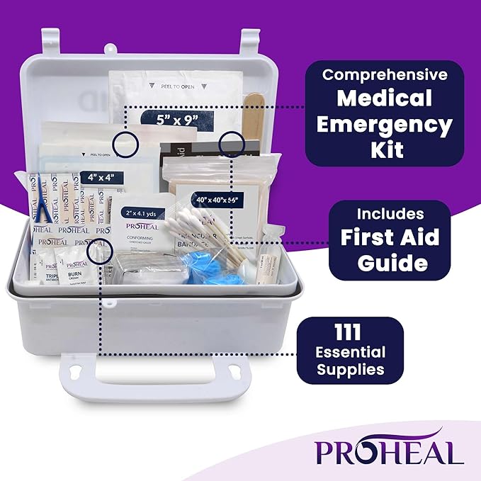 OSHA Compliant First Aid Kit - 10 Person, Type III, ANSI Class A Emergency Kit for Truck, Car, Construction Site - 111 Essential First Aid Supplies