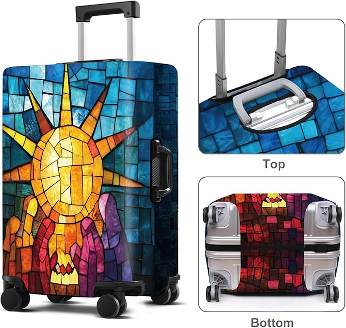 Luggage Cover Washable Suitcase Protector Anti-scratch Suitcase cover Fits 20-34 Inch Luggage (Sun, XL(32-34inch suitcase))