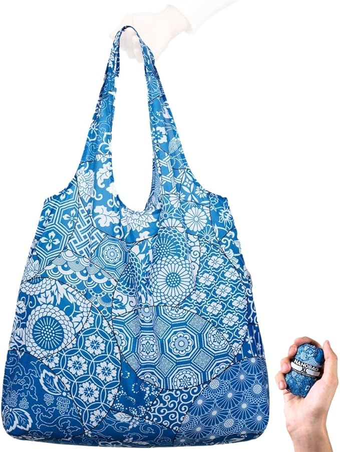 Nanobag Ultra-Lightweight Heavy Duty Foldable Tote for Women & Men, Reusable Grocery & Travel Bag, Packable Collapsible Compact Market Essential (XL Psychedelic)