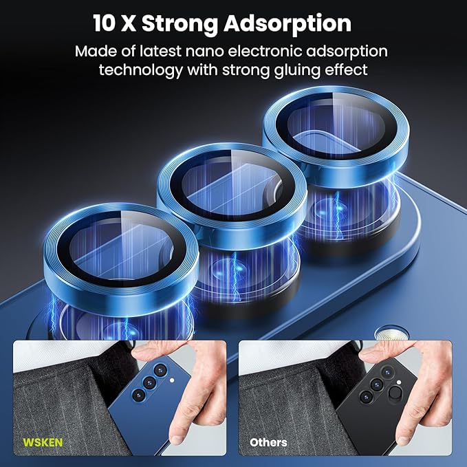 WSKEN for Z Fold 7 Camera Lens Protector Case Cover - Ultra HD Anti-Reflective Tempered Metal Glass Anti Scratch Rear Camera Screen Protector Film for Samsung Galaxy Z Fold 7 5G Accessories,Blue